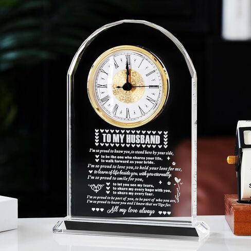 Dad Gifts - Delicate Dad Birthday Gifts from Daughter Son ,Christmas Fathers Day Birthday Gifts for Dad, Ideas, Glass Clock Gift, Birthday Gifts for Dad Who Wants Nothing (Battery not Included) (Dad Gifts) in Kuwait