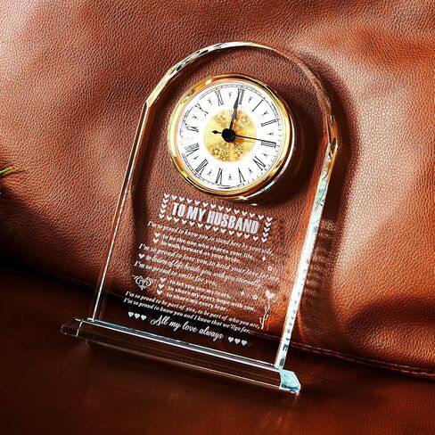 Dad Gifts - Delicate Dad Birthday Gifts from Daughter Son ,Christmas Fathers Day Birthday Gifts for Dad, Ideas, Glass Clock Gift, Birthday Gifts for Dad Who Wants Nothing (Battery not Included) (Dad Gifts) in Kuwait