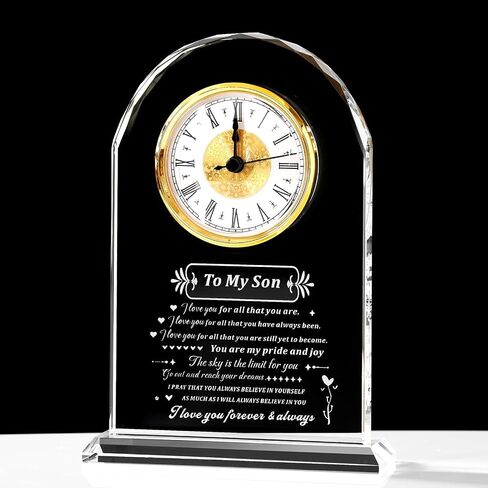 Dad Gifts - Delicate Dad Birthday Gifts from Daughter Son ,Christmas Fathers Day Birthday Gifts for Dad, Ideas, Glass Clock Gift, Birthday Gifts for Dad Who Wants Nothing (Battery not Included) (Dad Gifts) in Kuwait