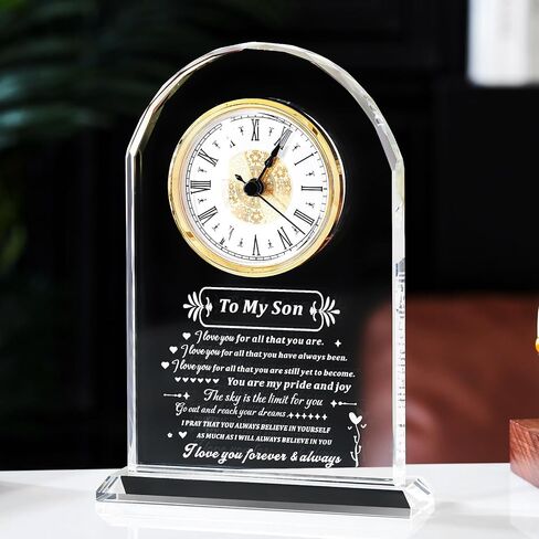 Dad Gifts - Delicate Dad Birthday Gifts from Daughter Son ,Christmas Fathers Day Birthday Gifts for Dad, Ideas, Glass Clock Gift, Birthday Gifts for Dad Who Wants Nothing (Battery not Included) (Dad Gifts) in Kuwait