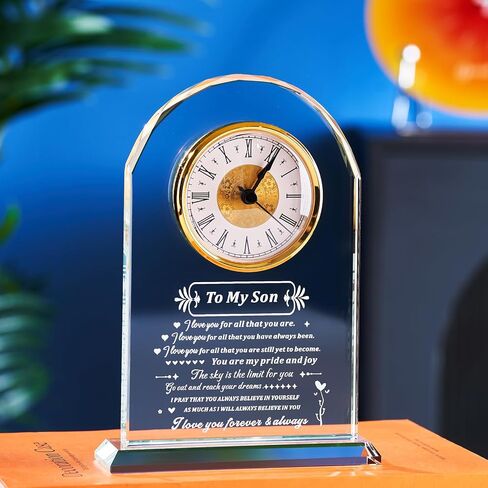 Dad Gifts - Delicate Dad Birthday Gifts from Daughter Son ,Christmas Fathers Day Birthday Gifts for Dad, Ideas, Glass Clock Gift, Birthday Gifts for Dad Who Wants Nothing (Battery not Included) (Dad Gifts) in Kuwait