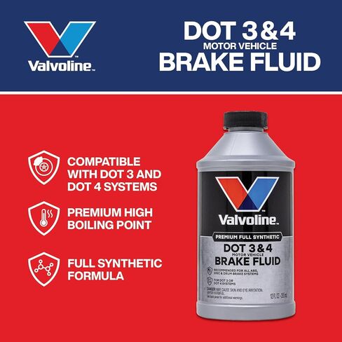Valvoline DOT 3 & 4 Synthetic Brake Fluid with High Boiling Point, Corrosion Protection, Vapor Lock Resistance, Compatible with ABS, Disc and Drum Brake Systems, 12oz in Saudi Arabia