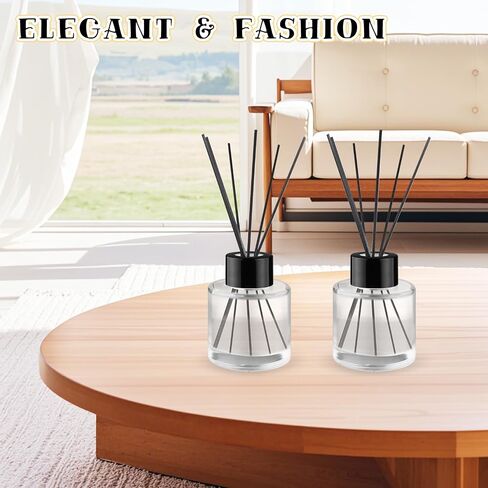 6 Pcs Glass Diffuser Clear Refillable Round Glass Diffuser with Black Lids for Aromatherapy Fragrance DIY Replacement Essential Oils Crafts - 100ml/3.4oz in Saudi Arabia
