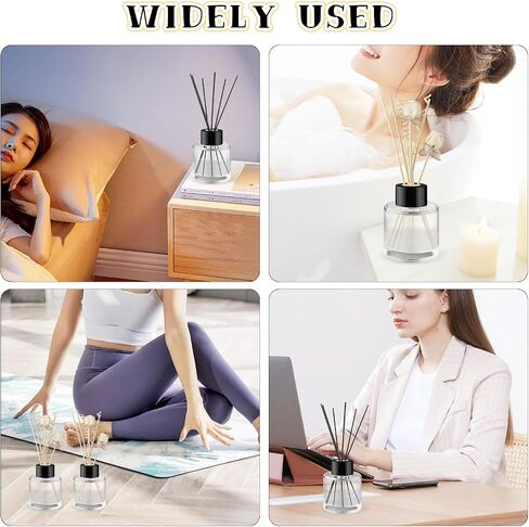 6 Pcs Glass Diffuser Clear Refillable Round Glass Diffuser with Black Lids for Aromatherapy Fragrance DIY Replacement Essential Oils Crafts - 100ml/3.4oz in Saudi Arabia