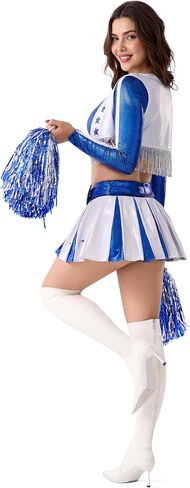 Spooktacular Creations 4 Pcs Cowboy Cheerleader Costume for Women, High School Cowboys Cheerleader Costume for Cosplay Party in Saudi Arabia