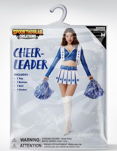 Spooktacular Creations 4 Pcs Cowboy Cheerleader Costume for Women, High School Cowboys Cheerleader Costume for Cosplay Party in Saudi Arabia