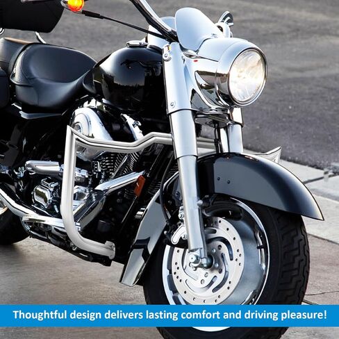 Wsays Highway Crash Bar 1 1/4" Diameter Front Engine Guard Flat-Sharp Angle Compatible with Harley Touring Street Electra Glide Road King 1997-2008 (Without Lower Fairing), Gloss Black in Saudi Arabia