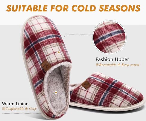 COFACE Womens Cozy Memory Foam Scuff Slippers Warm Slip On House Shoes | Ladies, Fuzzy, Arch Support, Faux Fur Lining, Indoor Outdoor Rubber Sole in Saudi Arabia