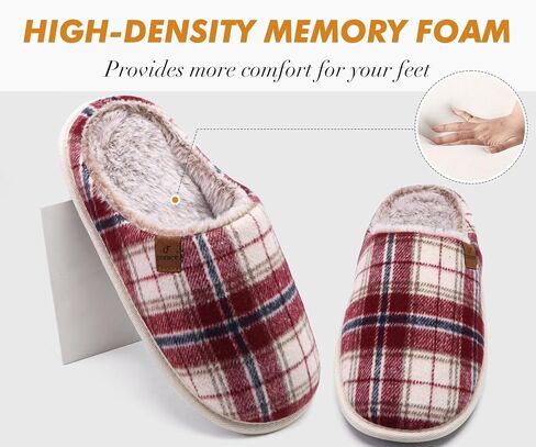 COFACE Womens Cozy Memory Foam Scuff Slippers Warm Slip On House Shoes | Ladies, Fuzzy, Arch Support, Faux Fur Lining, Indoor Outdoor Rubber Sole in Saudi Arabia