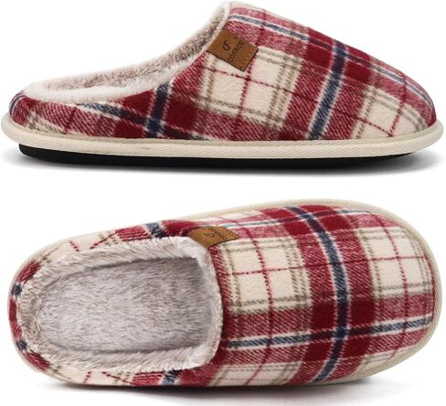 COFACE Womens Cozy Memory Foam Scuff Slippers Warm Slip On House Shoes | Ladies, Fuzzy, Arch Support, Faux Fur Lining, Indoor Outdoor Rubber Sole in Saudi Arabia