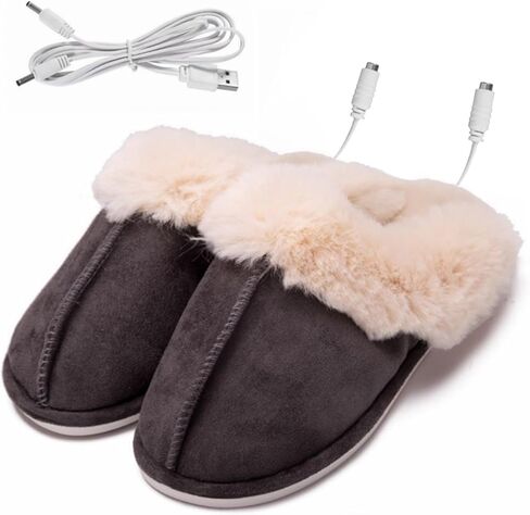 Kunyeah USB Heated Slippers Foot Warmer Shoes Charger Electric Heating Shoes Winter Warm Plush Slippers for Women Men in Saudi Arabia