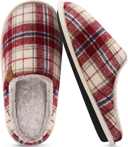 COFACE Womens Cozy Memory Foam Scuff Slippers Warm Slip On House Shoes | Ladies, Fuzzy, Arch Support, Faux Fur Lining, Indoor Outdoor Rubber Sole in Saudi Arabia