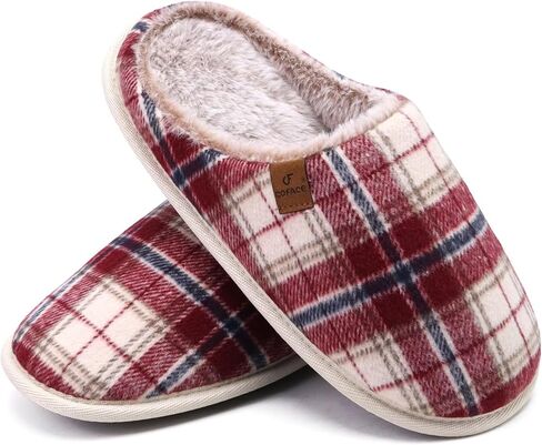COFACE Womens Cozy Memory Foam Scuff Slippers Warm Slip On House Shoes | Ladies, Fuzzy, Arch Support, Faux Fur Lining, Indoor Outdoor Rubber Sole in Saudi Arabia