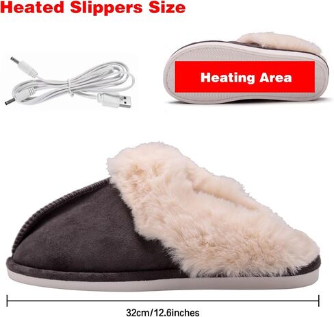 Kunyeah USB Heated Slippers Foot Warmer Shoes Charger Electric Heating Shoes Winter Warm Plush Slippers for Women Men in Saudi Arabia