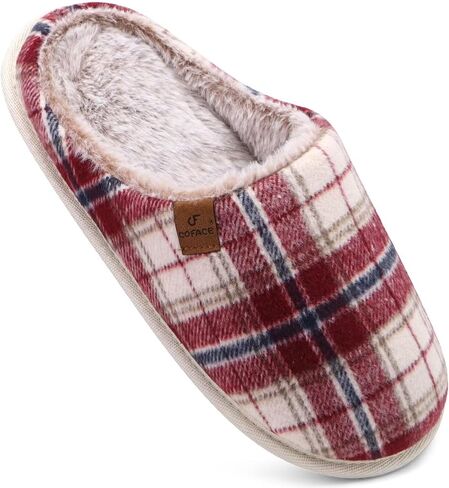 COFACE Womens Cozy Memory Foam Scuff Slippers Warm Slip On House Shoes | Ladies, Fuzzy, Arch Support, Faux Fur Lining, Indoor Outdoor Rubber Sole in Saudi Arabia