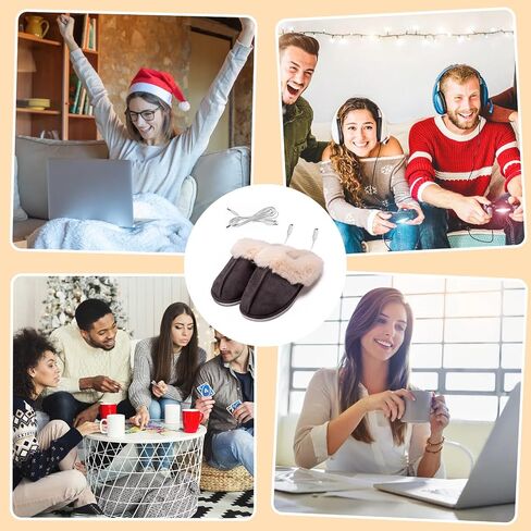 Kunyeah USB Heated Slippers Foot Warmer Shoes Charger Electric Heating Shoes Winter Warm Plush Slippers for Women Men in Saudi Arabia