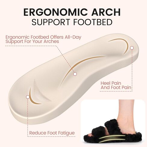 Ibeauti Womens Fuzzy Slippers Memory Foam Adjustable Open Toe Slide Comfy House Shoes for Indoor Bedroom in Saudi Arabia