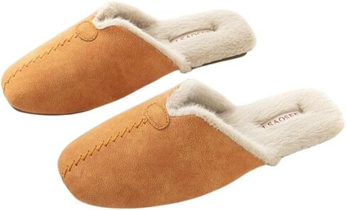 URAWOW Fleece Lined Mules for Women Men Closed-Toe Slippers Chic House Shoes Sandals Indoor Outdoor in Kuwait