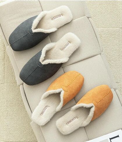 URAWOW Fleece Lined Mules for Women Men Closed-Toe Slippers Chic House Shoes Sandals Indoor Outdoor in Kuwait