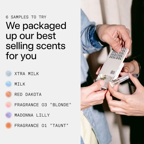 DedCool Sample Tin Luxury Fragrance Discovery Set | 6 Genderless Scents – Xtra Milk, Milk, Red Dakota, 01 Taunt, Madonna Lilly, 03 Blonde | Long Lasting, Vegan, Non-Toxic, Clean | Travel Size in Saudi Arabia