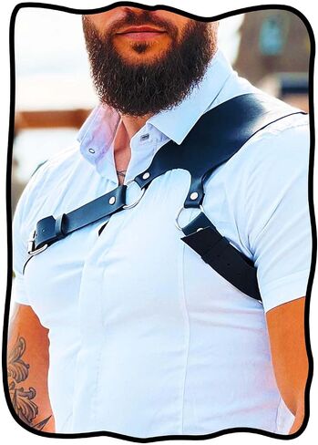 Fstrend Men Chest Harness Black Leather Shoulder Strap Belt Fashion Rave Body Accessory in Saudi Arabia