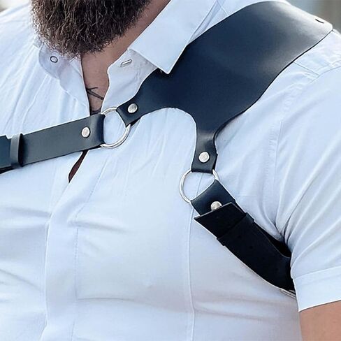 Fstrend Men Chest Harness Black Leather Shoulder Strap Belt Fashion Rave Body Accessory in Saudi Arabia