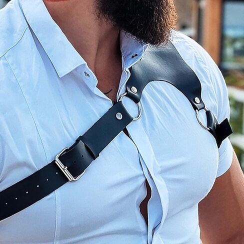 Fstrend Men Chest Harness Black Leather Shoulder Strap Belt Fashion Rave Body Accessory in Saudi Arabia
