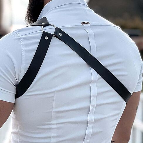 Fstrend Men Chest Harness Black Leather Shoulder Strap Belt Fashion Rave Body Accessory in Saudi Arabia