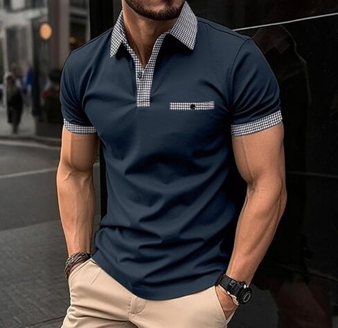 Mens Casual Polo Shirts Short Sleeve Button Golf Slim Fit T Shirt Summer Classic Stylish Tops in Saudi Arabia