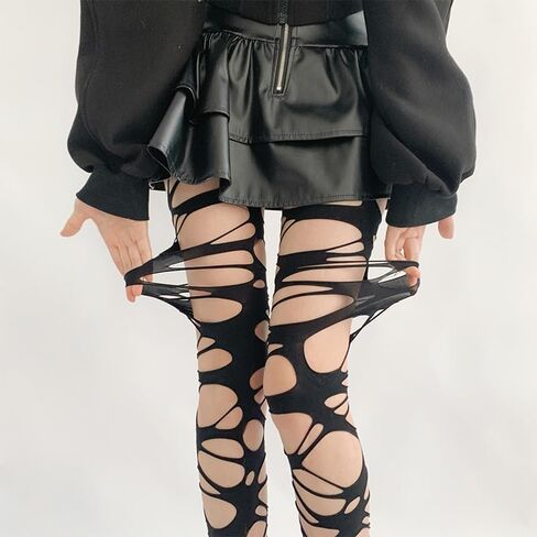 Women's Ripped Tights Fishnet Stocking Y2k Ragged Pantyhose Hosiery Halloween Gothic Ripped Stockings Cosplay Party Accessories in Saudi Arabia