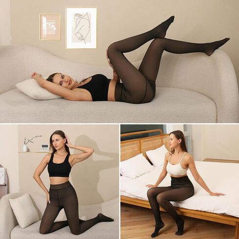 جوارب طويلة مبطنة بالصوف للنساء، جوارب طويلة حرارية شفافة وسميكة ودافئة شفافة لفصل الشتاء in Kuwait