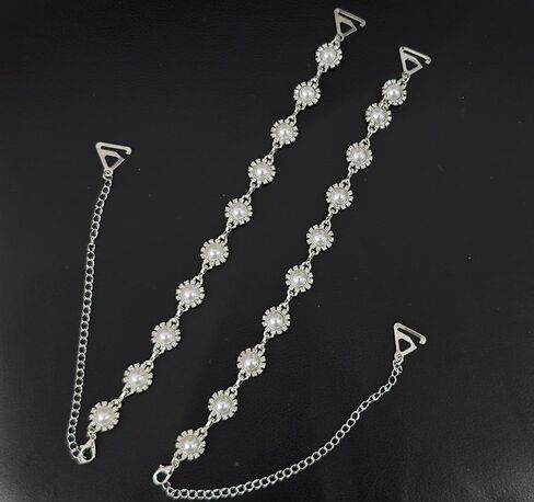 2Pcs Pearls Bra Straps Bra Shoulder Chain Wedding Bridal Underwear Detachable Straps Chain for Women Blackless Dress Body Jewelry in Saudi Arabia