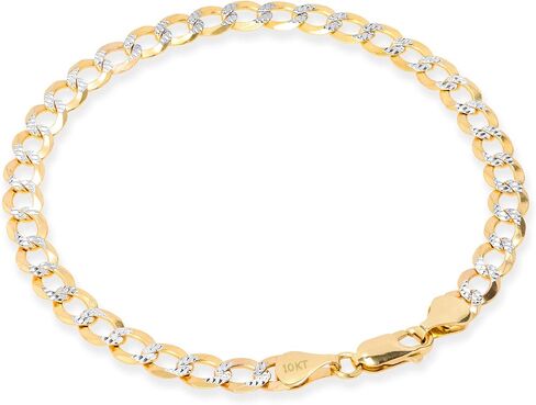 Nuragold 10k الذهب الأصفر الحقيقي الصلبة الكوبية كبح الارتباط 6mm قطع الماس تمهيد سلسلة سوار (7 "-9") اثنين من لهجة المجوهرات الإيطالية للرجال in Saudi Arabia