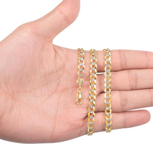 Nuragold 10k الذهب الأصفر الحقيقي الصلبة الكوبية كبح الارتباط 6mm قطع الماس تمهيد سلسلة سوار (7 "-9") اثنين من لهجة المجوهرات الإيطالية للرجال in Saudi Arabia