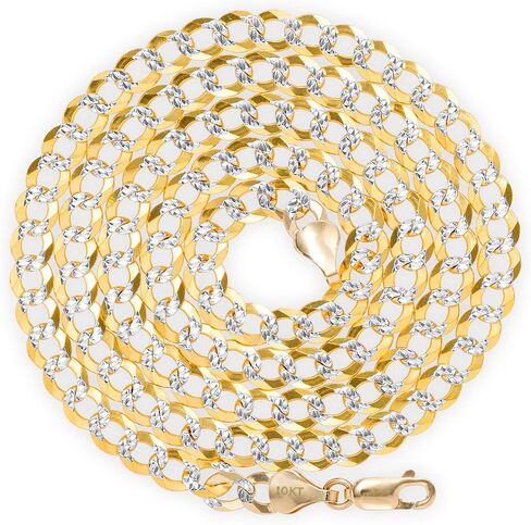 Nuragold 10k الذهب الأصفر الحقيقي الصلبة الكوبية كبح الارتباط 6mm قطع الماس تمهيد سلسلة سوار (7 "-9") اثنين من لهجة المجوهرات الإيطالية للرجال in Saudi Arabia