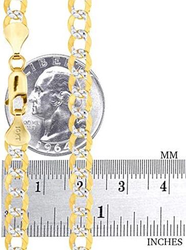 Nuragold 10k الذهب الأصفر الحقيقي الصلبة الكوبية كبح الارتباط 6mm قطع الماس تمهيد سلسلة سوار (7 "-9") اثنين من لهجة المجوهرات الإيطالية للرجال in Saudi Arabia