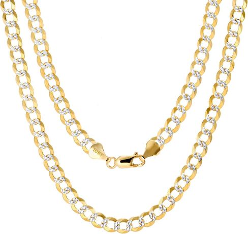 Nuragold 10k الذهب الأصفر الحقيقي الصلبة الكوبية كبح الارتباط 6mm قطع الماس تمهيد سلسلة سوار (7 "-9") اثنين من لهجة المجوهرات الإيطالية للرجال in Saudi Arabia