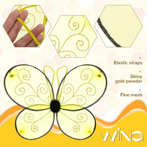 SATINIOR Bee Costume Kit for Women Tutu Skirt Bee Wings Headband Striped High Leg Warmers for Halloween Cosplay Party in Saudi Arabia