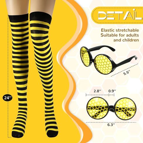 SATINIOR Bee Costume Kit for Women Tutu Skirt Bee Wings Headband Striped High Leg Warmers for Halloween Cosplay Party in Saudi Arabia