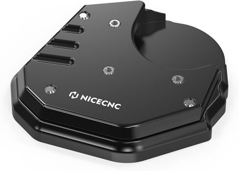 NICECNC حامل جانبي للدراجة النارية وسادة تمديد متوافقة مع Kawasaki KLR650 2008-2018، ألومنيوم، مسند جانبي أكبر لدعم وسادات القدم، ملحقات KLR650، أسود in Kuwait