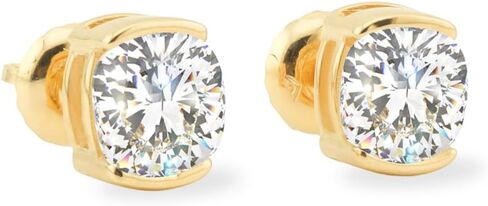 طقم أقراط من الذهب الأبيض أو الأصفر الخالص عيار 14 قيراط من ألماس المويسانتي المزروع بنصف الإطار | 1.0 أو 2.0 قيراط | برغي للخلف أو ادفع المشاركات للخلف | صنع في الولايات المتحدة الأمريكية | من مجوهرات أدورا الجميلة in Kuwait