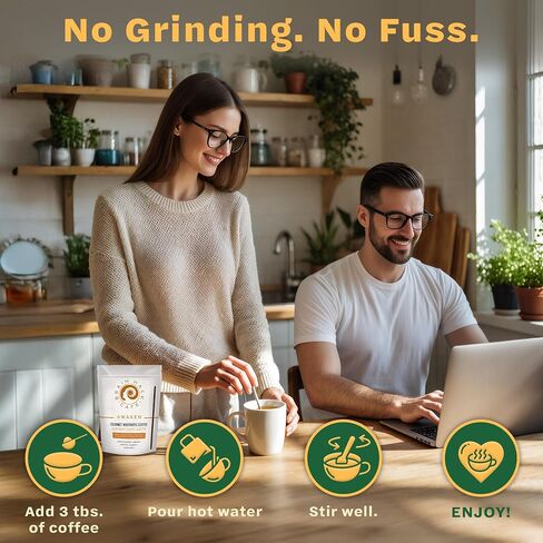 Brain Hack Café Organic Mushroom Coffee – Instant Coffee with 6 Functional Mushrooms & Nootropics | Lion’s Mane, Reishi, Chaga | Focus & Immune Support | Blend for Focus & Energy (Regular Caffeine) in Saudi Arabia