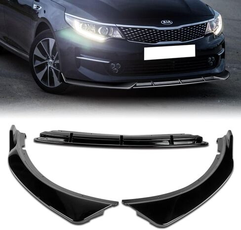 Q1-TECH, 9-Piece Front Bumper Lip & Side Skirt Extensions Diffuser Compatible with 2016 2017 2018 Kia Optima LX/EX/LX-Turbo Only, Front Lip Spoiler Air Chin Body Splitter ABS (Painted Black) in Saudi Arabia
