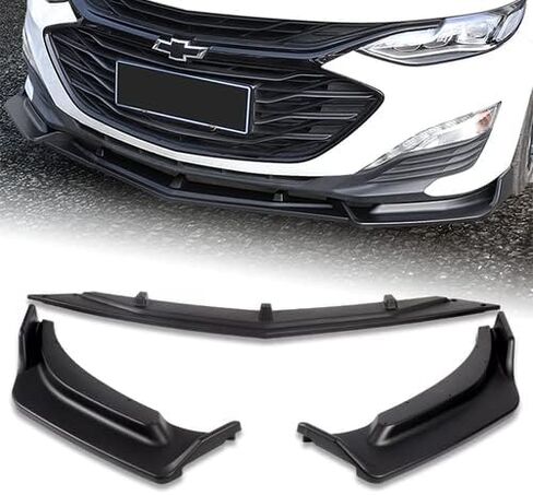 3 Pieces Front Bumper Lip Spoiler Splitter Side Body Kit Trim Protection Compatible with 2019-2021 Chevrolet Malibu, 2020 (Painted Black) in Saudi Arabia