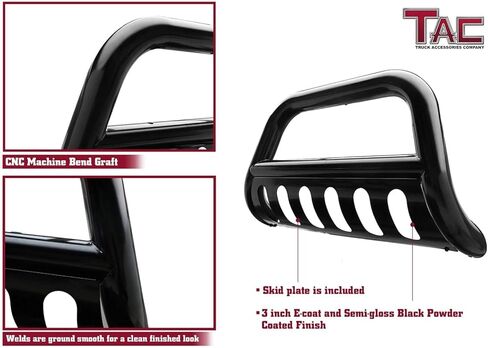 TAC 3 بوصات Black Bull Bar Fit 2018-2025 Wrangler JL (باستثناء الطرازات الهجينة الإضافية / محرك 21-24 V8 / 20-24 Rubicon Trim)|2020-2024 Gladiator (باستثناء Mojave وRubicon) ملحقات حماية فرشاة ممتص الصدمات لسيارات الدفع الرباعي in Kuwait