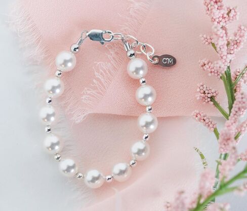 Cherished Moments 14K Gold Plated and Sterling Silver Bracelet with Chunky Simulated Pearls for Babies and Little Girls in Saudi Arabia