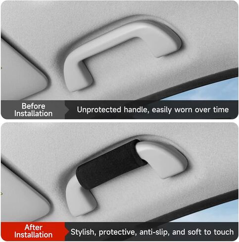 Generic Car Inside Door Handle Protector, Fluff Non-Slip Roof Handle Cover, Wear-Resistant and Sun-Resistant, Universal for Cars (Black) in Saudi Arabia