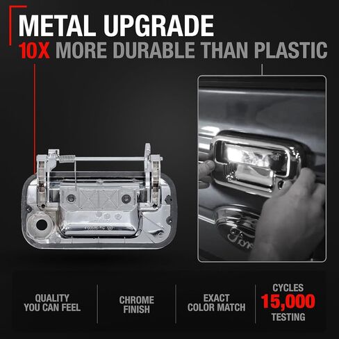 مزلاج مقبض الباب الخلفي T1A، معدن مطور - متوافق مع 2008-2015 Ford F-150، F-250، F-350، F-450، F-550 Super Duty، 08-15 Ford Lobo - جميع الكروم مع فتحة المفتاح - OEM 8L3Z-9943400-ACHMT، 91077M in Saudi Arabia