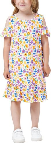 Girls Summer Dress Bamboo Viscose Short Sleeve Off Shoulder Casual Dresses in Saudi Arabia