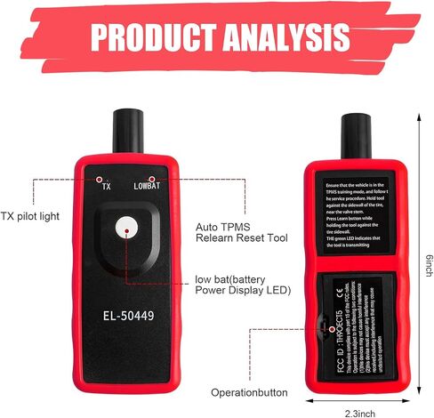 أداة تنشيط TPMS للسيارة، أداة إعادة ضبط TPMS، أداة إعادة التعلم لتنشيط مستشعر نظام مراقبة ضغط إطارات السيارة، عالمية لمعظم السيارات والشاحنات وسيارات الدفع الرباعي (أسود) in Kuwait